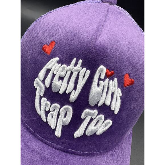 Custom Trucker Valentines Hat Pretty Girls Trap Too Purple Pink Snap Back - Picture 1 of 7